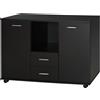 Easycomfort Armadietto Multifunzionale per l'Ufficio con Ruote a 360°, per Stampanti e Fascicoli, in Legno Nero 100x40x71cm