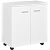 Easycomfort Mobile porta TV in legno con Ruote e 2 ante Console Cassettiera 60x35x65cm (Bianco Violaceo