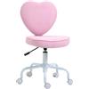 Easycomfort Sedia per Scrivania a Forma di Cuore con 5 Rotelle e Altezza Regolabile in Tessuto Rosa, 40x50x79-89cm
