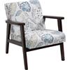 Easycomfort Sedia per Soggiorno Poltroncina Imbottita con Braccioli in Legno e Tessuto Traspirante per Casa e Ufficio, a Fiori, 68.5x78.5x75cm