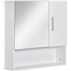 Easycomfort Armadietto Specchiera Pensile da Bagno in Legno con Mensole Regolabili, Mobile Bagno a 2 Ante e Ripiano Aperto, 54x15.2x55.3cm, Bianco