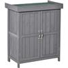 Easycomfort Armadio da Giardino a 2 Ripiani in Legno di Abete con Tetto Apribile, 74x43x88 cm, Grigio Scuro