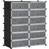 Easycomfort Mobile Scarpiera Modulare Salvaspazio, 12 Cubi 45x35x16 cm in Acciaio e PP, Nero e Bianco