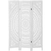 EasyComfort Separé Paravento da Interni Pieghevole a 3 Pannelli in Legno Intagliato, 120x170cm, Bianco