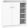 Easycomfort Armadio Scarpiera Bianca Salvaspazio e Moderna in Legno per 12 Paia di Scarpe, 4 Ripiani Aperti, 83 x 30 x 90cm, Bianca