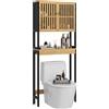 EasyComfort Mobile Sopra WC con Armadietto 2 Ante a Doghe e Ripiano Aperto, 60x21.5x172cm, Colore Legno