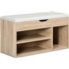 EasyComfort Armadio scarpiera Salvaspazio con 2 Ripiani Aperti e Spazio a Scomparsa, Scarpiera moderna con comodo cuscino, in Legno e PU| Aosom Italy