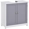 Easycomfort Mobile Sotto Lavabo Bagno con Taglio a U, Armadietto 2 Ante con Mensola Regolabile in MDF, 60x30x60cm Bianco Grigio