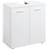 Easycomfort Mobile Sottolavabo per Bagno a 2 Ante, Armadietto Salvaspazio per Lavandino in Legno con Mensola Regolabile, Bianco