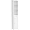 Easycomfort Mobiletto a Colonna Bagno Salvaspazio in MDF Bianco, Armadietto Bagno Multifunzione per Camera con 3 Ripiani 34x24x170cm