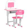 Easycomfort Banco Scuola con Sedia per Bambini 6-12 Anni Altezza Regolabile, Lampada LED, Leggio e Portapenne, Acciaio e MDF, Rosa
