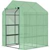 Easycomfort Serra da Giardino con Scaffali, Copertura in PE e Porta Avvolgibile, 143x138x190 cm, Verde