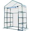 Easycomfort Serra da Giardino in Acciaio e PVC Trasparente con Porta Avvolgibile, 143x73x195 cm, verde