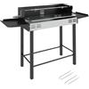 EasyComfort Barbecue a Carbone a 3 Livelli con Mensole Pieghevoli e Girarrosto, in Acciaio Inox, 118x32x90 cm, Nero