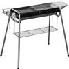 Easycomfort Barbecue a Carbonella con Griglia e Piastra di Cottura, Cestino e Ripiani, 96x61x72cm, Nero