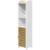 EasyComfort Mobiletto Bagno Salvaspazio Moderno con Ripiani e Armadietto in Truciolato, Superficie in melamina,18x20x90cm, Bianco