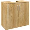 EasyComfort Mobiletto Bagno Sottolavabo Sospeso a 2 Ante con 2 Ripiani in Legno, Colore Naturale