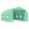 Easycomfort Serra per Orto a Tunnel 4.5x3x2m con Tetto Spiovente in PE e Tubi d'Acciaio Verde Scuro