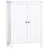 EasyComfort Mobiletto da Bagno, Mobiletto Multiuso Salvaspazio con Armadietto 2 Ripiani 2 Ante Maniglie in MDF 60 x 30 x 80cm Bianco