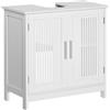 Easycomfort Mobiletto da Bagno Sottolavabo a 2 Ante in MDF Salvaspazio con Ripiani Regolabili 60x30x60cm Bianco