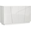 Easycomfort Mobiletto Multiuso in Truciolato Bianco a 5 Livelli con Ripiano Regolabile su 3 Livelli, 150x40x88 cm