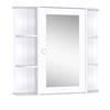 EasyComfort Mobiletto Pensile da Bagno, Armadietto Bagno con Specchio, Anta Centrale e Mensole in Legno Bianco (60 x 17 x 63 cm)