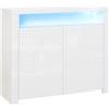 Easycomfort Mobiletto Salvaspazio Multiuso per Ingresso, Salotto o Bagno in Legno Bianco, con Luci LED Colorate, 107x35x97cm