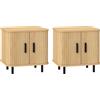 EasyComfort Set 2 Comodini in stile Nordico con Ripiano a 2 Livelli, in Legno e Acciaio, 48x40x48 cm, Nero e Rovere