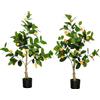 EasyComfort Set 2 Piante Artificiali di Limone e Arancia Alte 120cm per Interno con Vaso