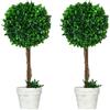 EasyComfort Set 2 Piante Finte Alberi di Bosso da Interno ed Esterno con Vaso, Ø28x60cm