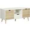 Easycomfort Mobile TV Moderno max 50" in Truciolato con Cassetti, Ripiani Aperti e Armadietti, 110x40x50 cm, Bianco e Colore Legno