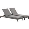 Easycomfort Set 2 Sdraio da Giardino Cuscino Imbottito Regolabile su 6 Livelli in Rattan 196 x 65 x 22 cm, Grigio