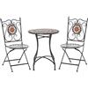Easycomfort Mobili da Giardino Set da 3 Pezzi con 2 Sedie Pieghevoli e 1 Tavolino, in Metallo e Ceramica