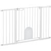 Easycomfort Cancelletto per Cani Estensibile con Porta a Chiusura Automatica, in Metallo e ABS, 75-131x76 cm, Bianco