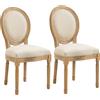 Easycomfort Set 2 Sedie Imbottite da Pranzo, Sedie per Soggiorno Stile Vintage Rétro in Legno e Tessuto Effetto Lino Bianco Panna 49x56x96cm