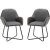 Easycomfort Set 2 Sedie Moderne per Sala da Pranzo, Cucina o Soggiorno, Sedie Imbottite in Similpelle Grigia 60x56.5x85cm