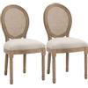Easycomfort Set 2 Sedie per Soggiorno in Stile Vintage con Schienale Traforato, in Legno e Tessuto, 49x56x96cm, Bianco Crema