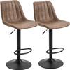 EasyComfort Set 2 Sgabelli Alti da Bar in Stile Industriale con Schienale, Poggiapiedi e Altezza Regolabile, Sedia in Microfibra, Marrone