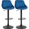EasyComfort Set 2 Sgabelli Alti da Cucina e bar Moderno con Schienale e Poggiapiedi, Seduta girevole e regolabile, 46x48x83-104cm, Blu