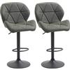 EasyComfort Set 2 Sgabelli Alti da Cucina Moderni con Schienale e Poggiapiedi, da Bar di Design con Base Rotonda, in Similpelle, Verde