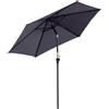Easycomfort Ombrellone da Giardino 2.6x2.4 m Inclinabile con Manovella, in Alluminio e Poliestere Grigio e Nero