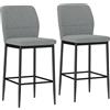 EasyComfort Set 2 Sgabelli Bar in Velluto Moderni con Poggiapiedi e Schienale, 41x52x97 cm, Grigio