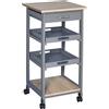 Easycomfort Carrello da Cucina con Cassetto, 2 Vassoi Estraibili e Ripiano Fisso, in Legno di Pino e MDF, 37x37x76 cm