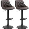 Easycomfort Set 2 Sgabelli da Bar, Altezza Regolabile con Base in Metallo e Seduta in Finta Pelle, Sgabelli Moderni con Schienale e Poggiapiedi, 46x48x83-104 cm, Marrone e Nero