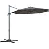 EasyComfort Ombrellone da Giardino a Manovella e a 8 Stecche con Angolazione Regolabile, Ø2.95x2.5 m, Grigio