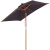 Easycomfort Ombrellone da Giardino Inclinabile 2x1.5 m con 6 Stecche e Palo in Legno di Abete, Grigio Scuro