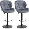 Easycomfort Set 2 Sgabelli da Bar con Altezza Regolabile Base in Metallo Seduta in Velluto, Sgabelli Cucina Alti Girevole con Schienale e Poggiapiedi, 51.5x57.5x93-114.5cm, Grigio