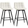 EasyComfort Set 2 Sgabelli da Bar con Schienale e Poggiapiedi in Stile Nordico in Metallo e Velluto, color Crema, 45x47x84 cm