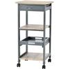 Easycomfort Carrello da Cucina Portavivande con Cassetto, 2 Ripiani e Vassoio Estraibile, 37x37x76cm, Grigio
