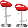EasyComfort Set 2 Sgabelli da Bar Girevoli con Poggiapiedi, Altezza Regolabile Base in Acciaio Seduta in ABS, Rosso